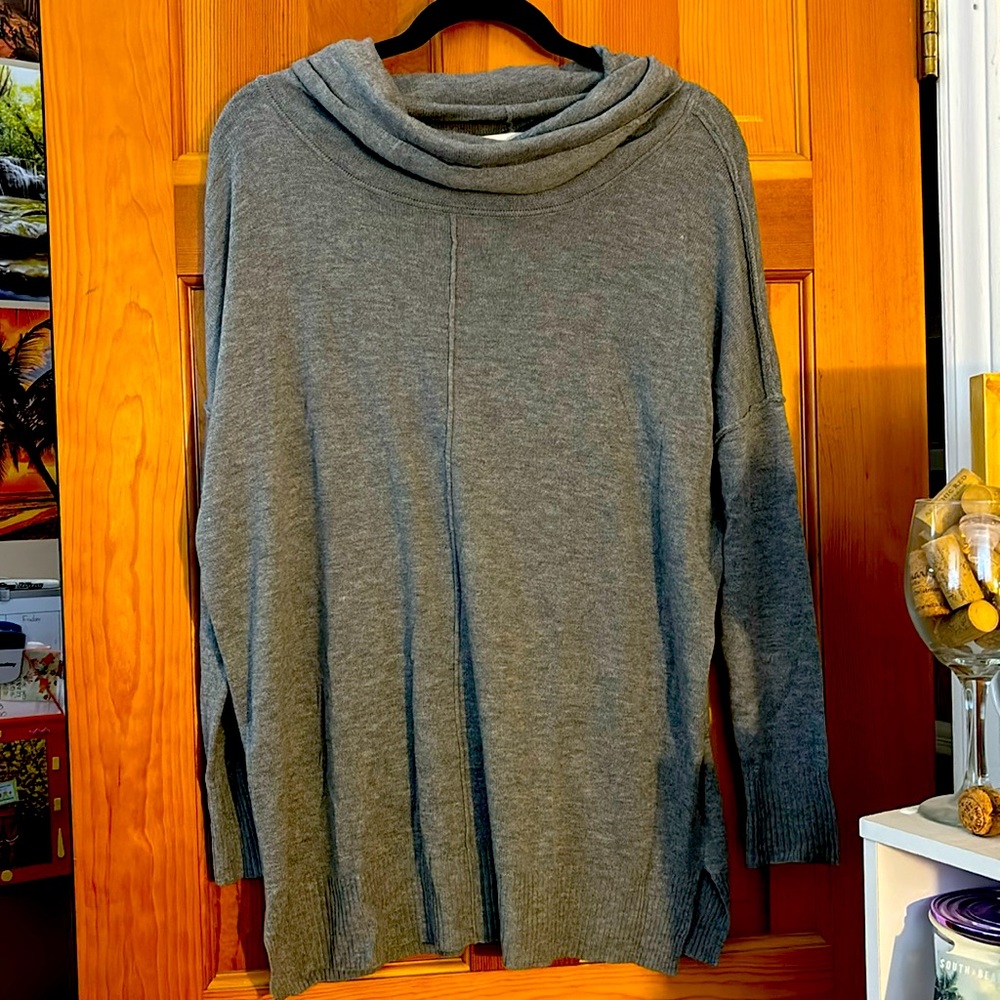 RD Style Gray Tunic Cowl neck Sweater
